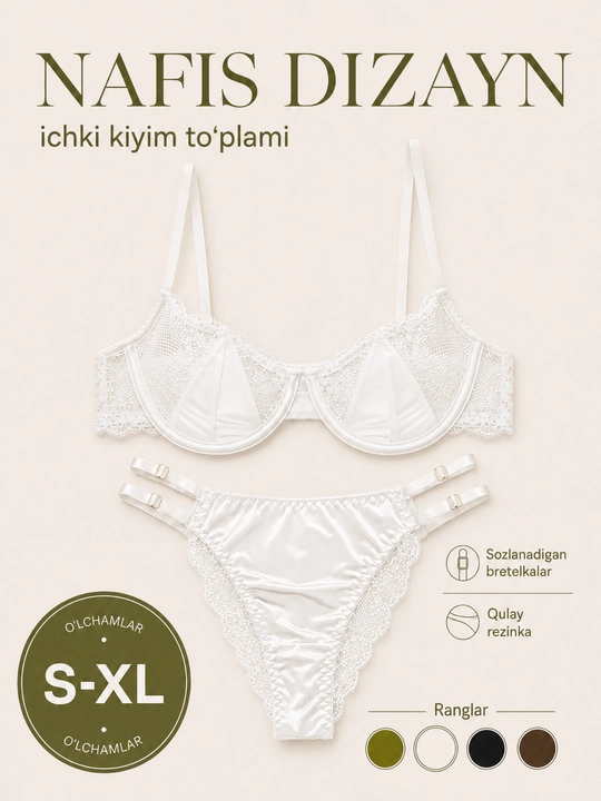 Женский кружевной комплект белья, бюстгальтер и трусики, размеры S-XL - 