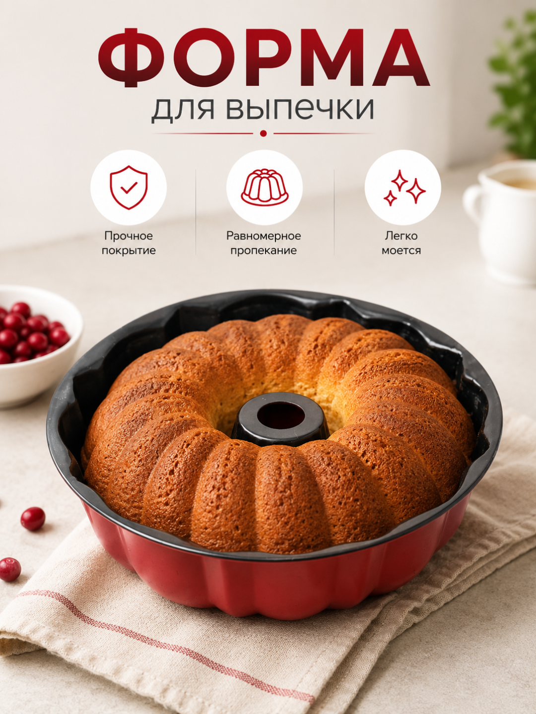 Форма для выпечки кекса, пирога, торта, кулича (Диаметр: 20 см, 23,5 см, 27 см)