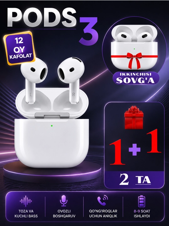 Pods 3 air Pro 2- Sensorli Simsiz quloqchinlar - 