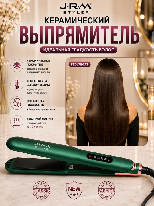Professional soch tekislovchi dazmol JRM styler LCD displeyli