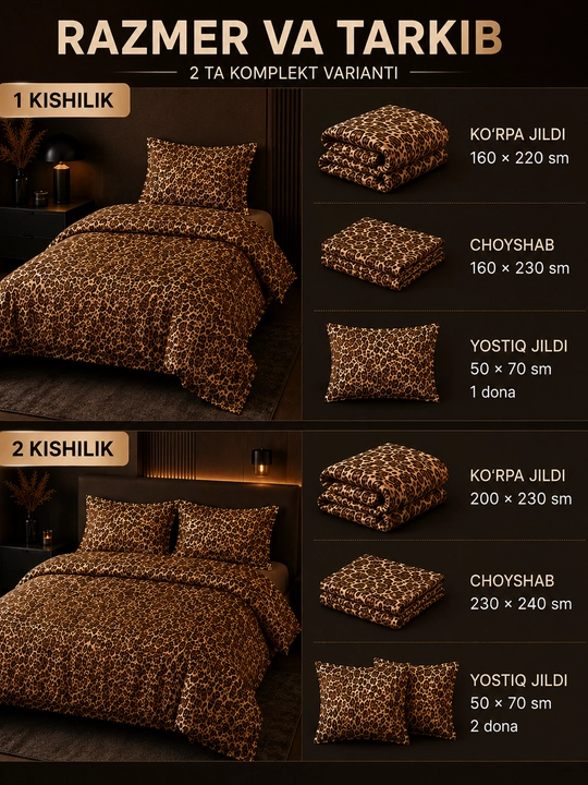 James Kelly 1 va 2 kishilik choyshablar to‘plami, 100% paxta, Super Satin