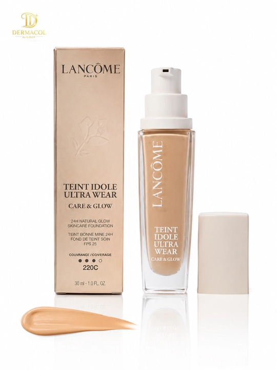 Kundalik makiyaj uchun pushti-bej tonal krem, Lancôme Teint Idole Ultra Wear №220C