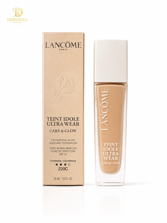 Kundalik makiyaj uchun pushti-bej tonal krem, Lancôme Teint Idole Ultra Wear №220C
