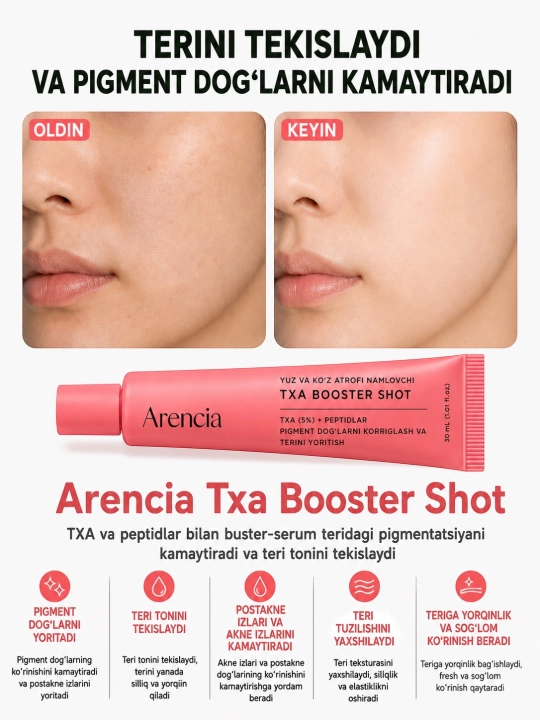 Arencia Vitamin C Booster Shot осветляющий крем бустер с витамином С и ниациномидом