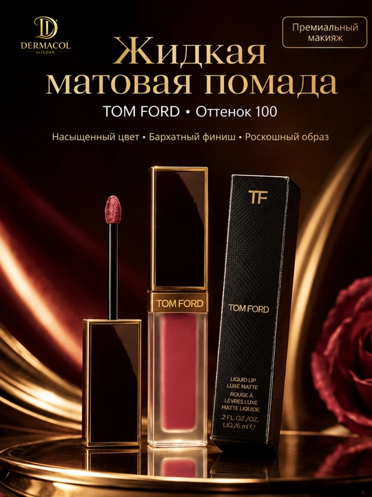 Стойкая жидкая матовая помада Tom Ford Liquid Lip Luxe Matte №100, 6 мл - 