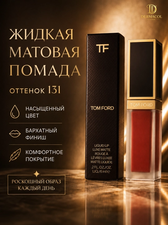 Матовая помада Tom Ford Liquid Lip Luxe Matte №131, для дневного и вечернего макияжа, 6 мл - 