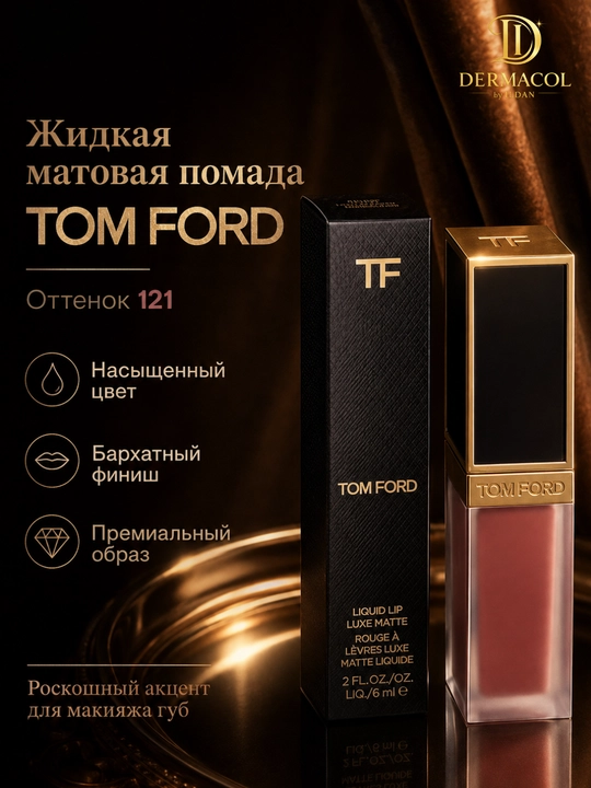 Стойкая матовая помада Tom Ford Liquid Lip Luxe Matte №121, 6 мл - 