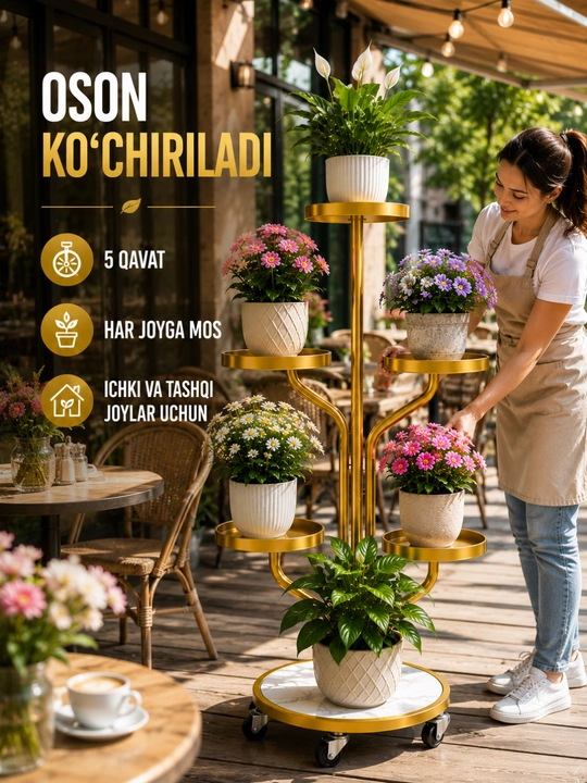 Gullar uchun podstavka, dekorativ gul stendi, ko‘p qavatli o‘simliklar tokchasi