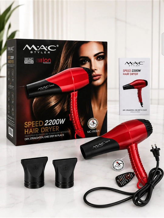 Soch fen MAC Styler, professional fen 2200W, soch quritgich, 3 rejim, 2 nasadka