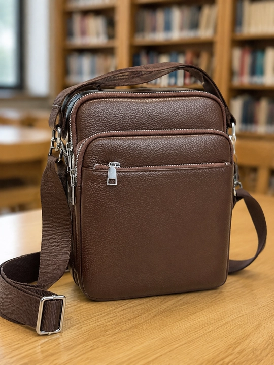 Мужская сумка через плечо из экокожи, Crossbody, 3 отделения