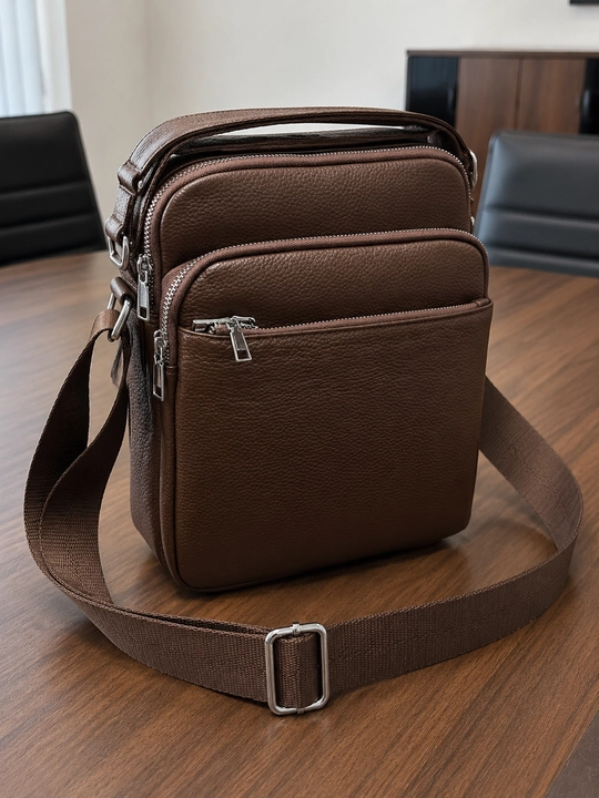 Мужская сумка через плечо из экокожи, Crossbody, 3 отделения