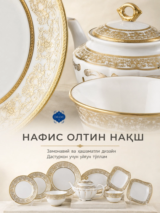 Фарфоровый набор столовой посуды, 36 и 34 предметов, на 6 персон, тарелки, чашки, пиалы