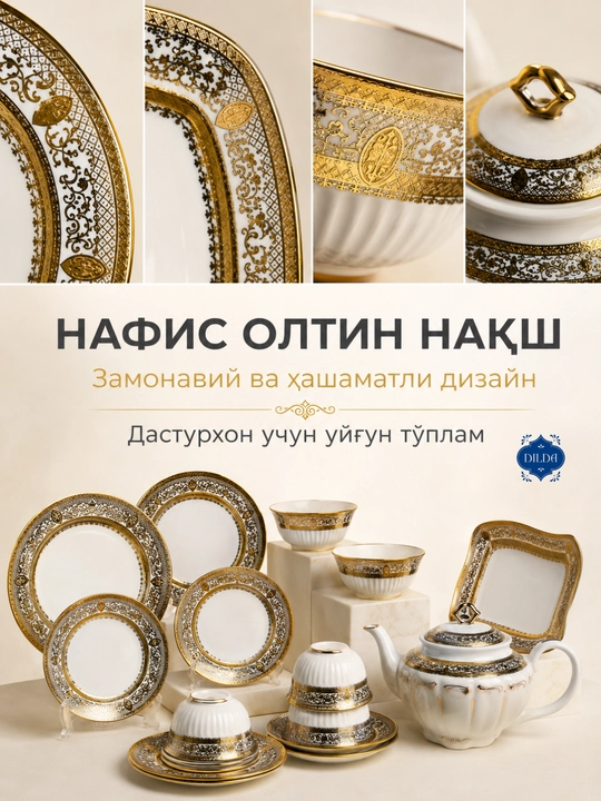 Фарфоровый набор столовой посуды, 36 и 34 предметов, на 6 персон, тарелки, чашки, пиалы