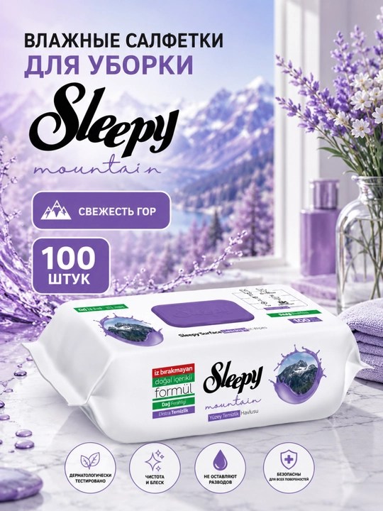 Sleepy уксусные влажные салфетки, с разными ароматами, салфетки для уборки влажные, 100 шт - 