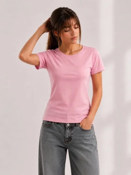 Ayollar Freesize pushti futbolkasi, XS–XXL, 100% paxta, basic kundalik kiyim