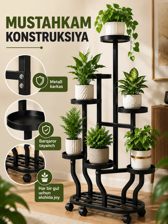 Gullar uchun podstavka, dekorativ gul stendi, ko‘p qavatli o‘simliklar tokchasi