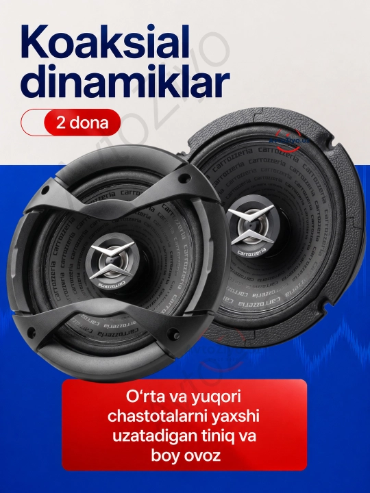 Carrozzeria TS-E655, 16sm, 2 yo‘lli koaksial avtomobil kalonkalar, 840 W