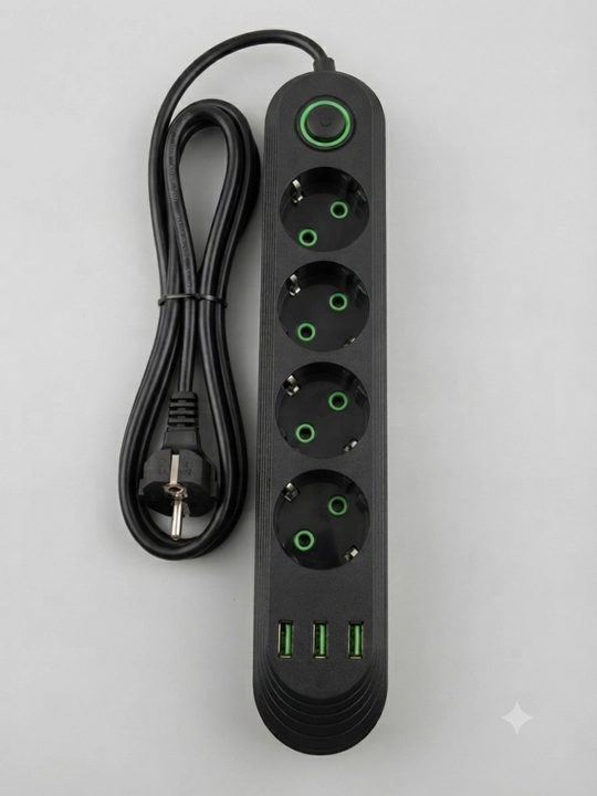 Удлинитель с USB и Type-C, 3 розетки, защита от перегрузки, кабель 2 и 3 метра