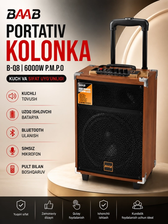 Simsiz mikrofon va pultli ko‘p funksiyali Bluetooth karaoke karnay - 
