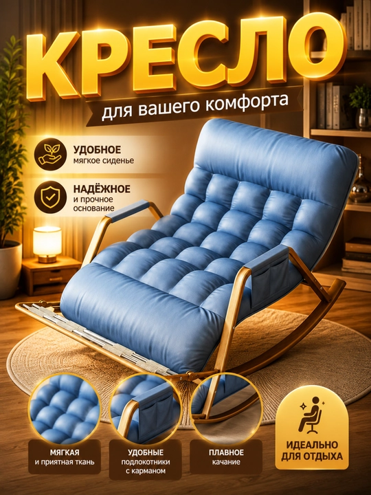 Кресло-качалка, мягкое кресло для отдыха и дома - 