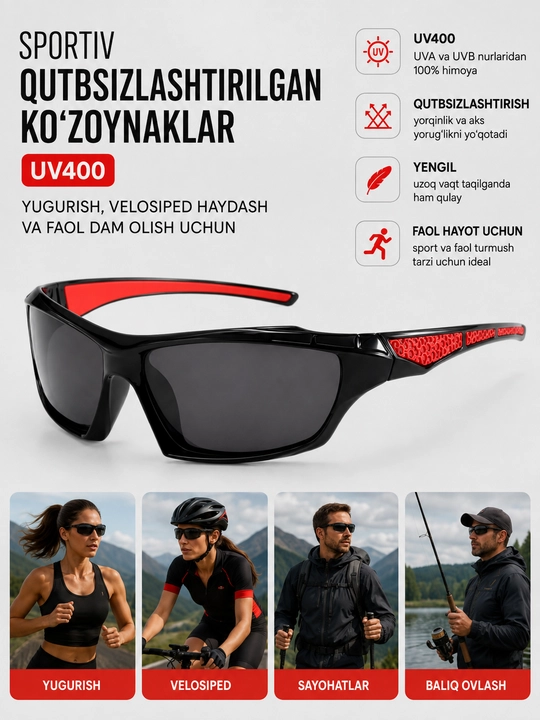 Спортивные поляризованные очки UV400, для бега, велосипеда