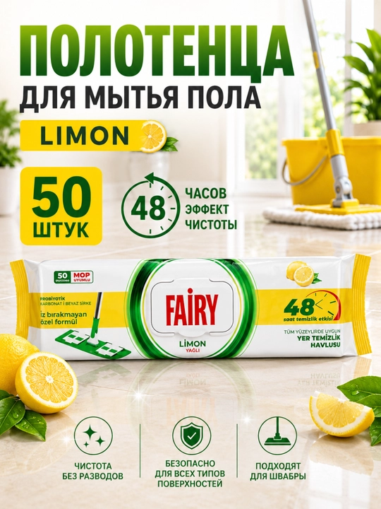 Влажные салфетки для мытья пола 50 шт - 