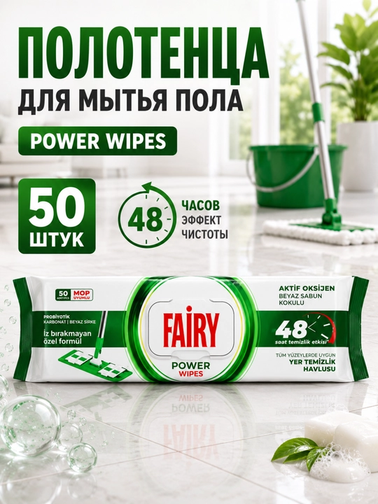 Влажные салфетки для мытья пола 50 шт - 
