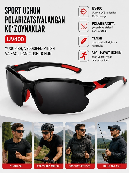 Спортивные поляризованные очки UV400, для бега, велосипеда
