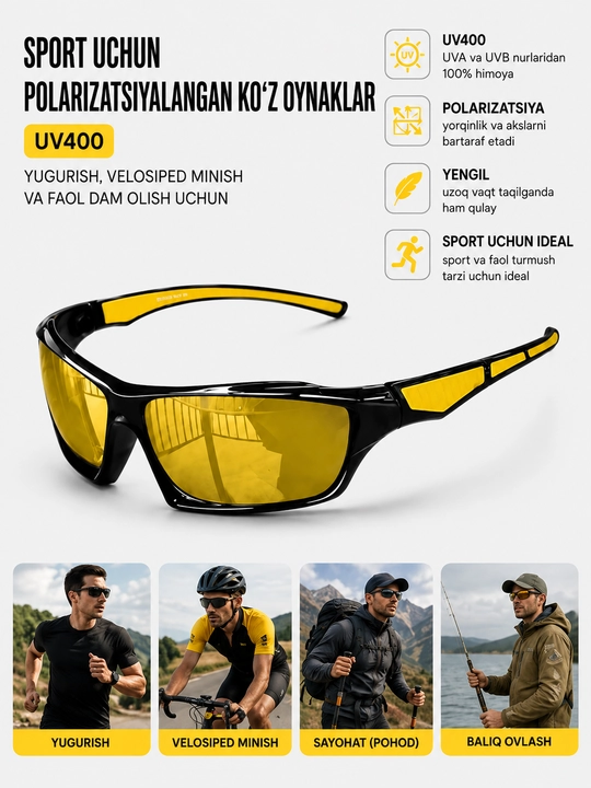 Спортивные поляризованные очки UV400, для бега, велосипеда
