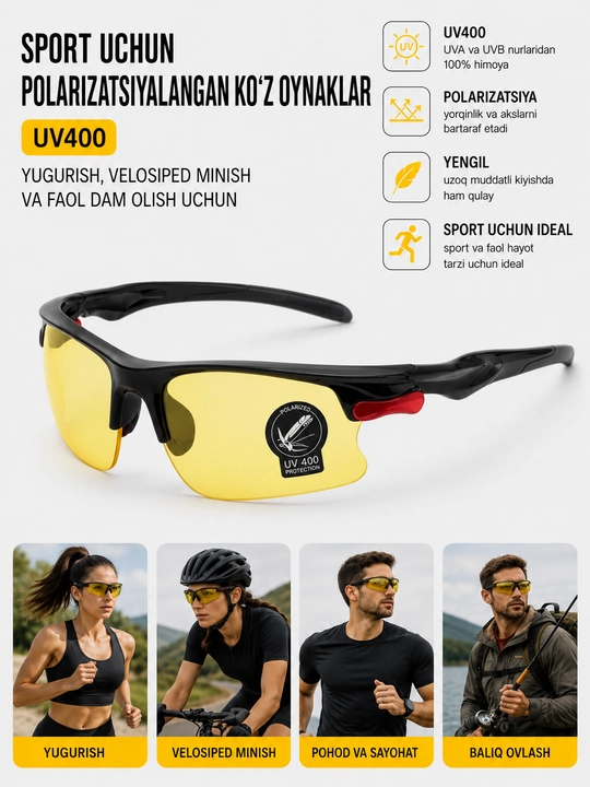 Спортивные поляризованные очки UV400, для бега, велосипеда