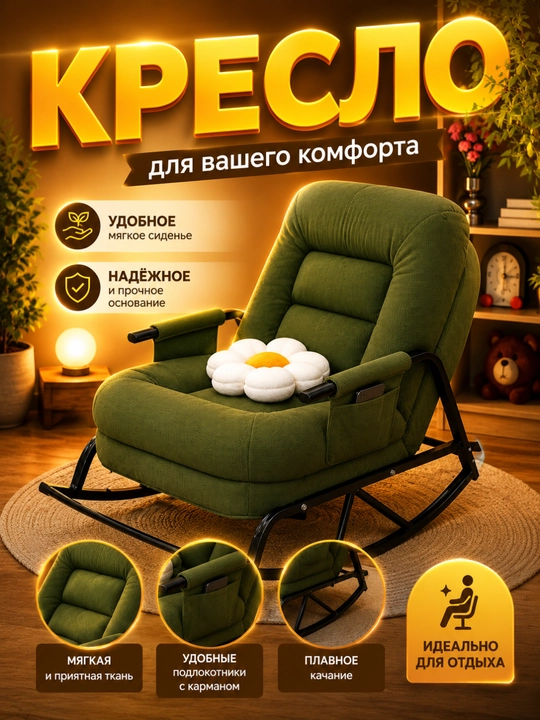 Кресло-качалка, мягкое кресло для отдыха и дома - 