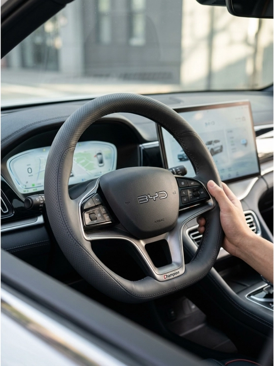 Оплетка руля для BYD, кожа, чехол на D-образный руль