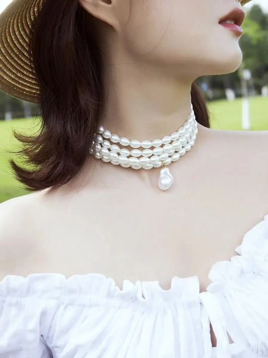 Ayollar uchun brend uslubidagi tilla rang choker, nafis taqinchoq, marjon va zanjir marjon