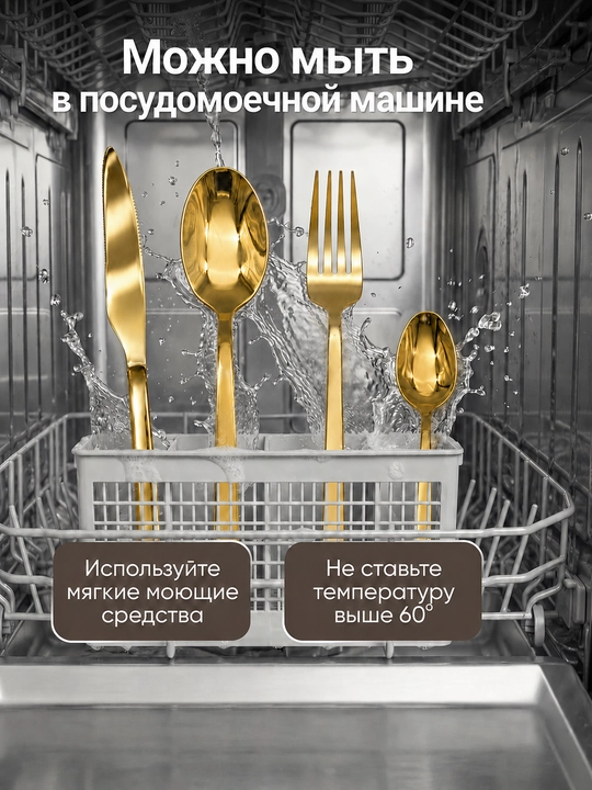 Столовые приборы 24 шт., ложки, чайные ложки, вилки, ножи, набор