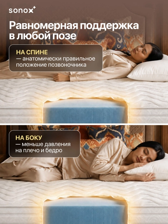 SONOX Smart Balance ortopedik matrasi prujinasiz, 16 sm, o‘rtacha qattiqlik