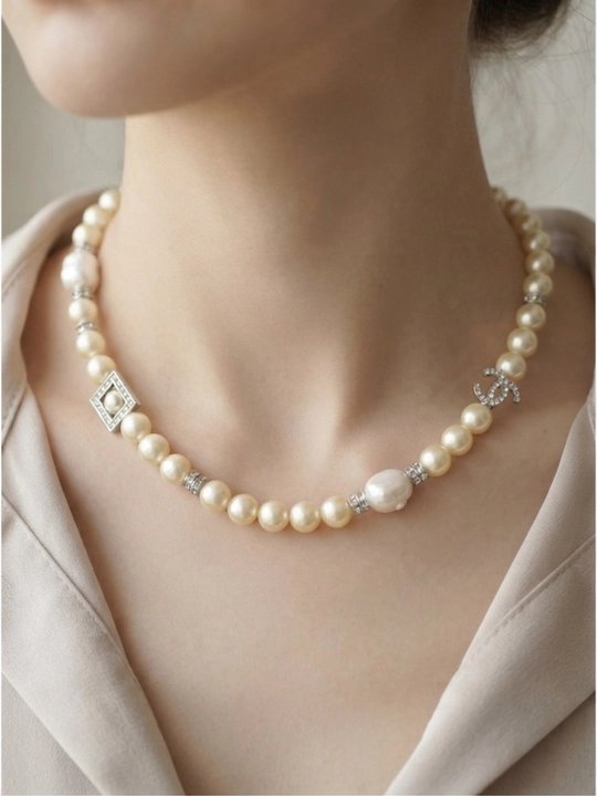 Ayollar uchun brend uslubidagi tilla rang choker, nafis taqinchoq, marjon va zanjir marjon - 