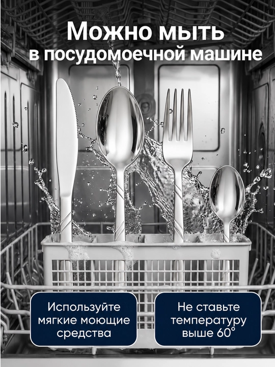 Столовые приборы 24 шт., ложки, чайные ложки, вилки, ножи, набор