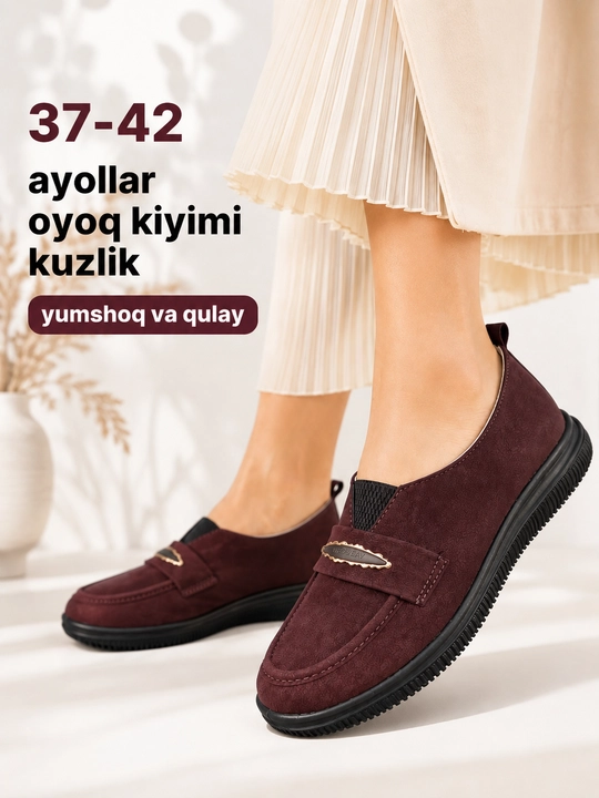 Ayollar uchun kundalik lofer, yumshoq va enli oyoqqa mos, platformali, 37–42 - 