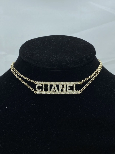 Ayollar uchun brend uslubidagi tilla rang choker, nafis taqinchoq, marjon va zanjir marjon