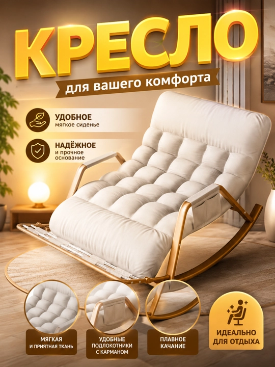 Кресло-качалка, мягкое кресло для отдыха и дома - 