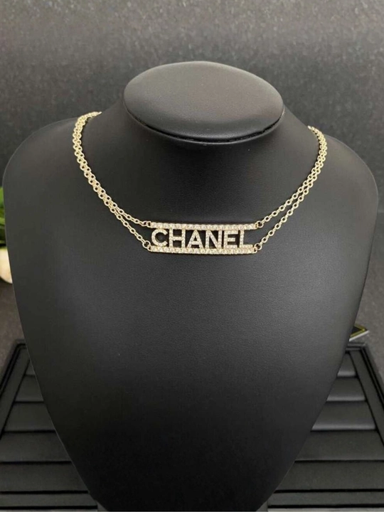 Ayollar uchun brend uslubidagi tilla rang choker, nafis taqinchoq, marjon va zanjir marjon