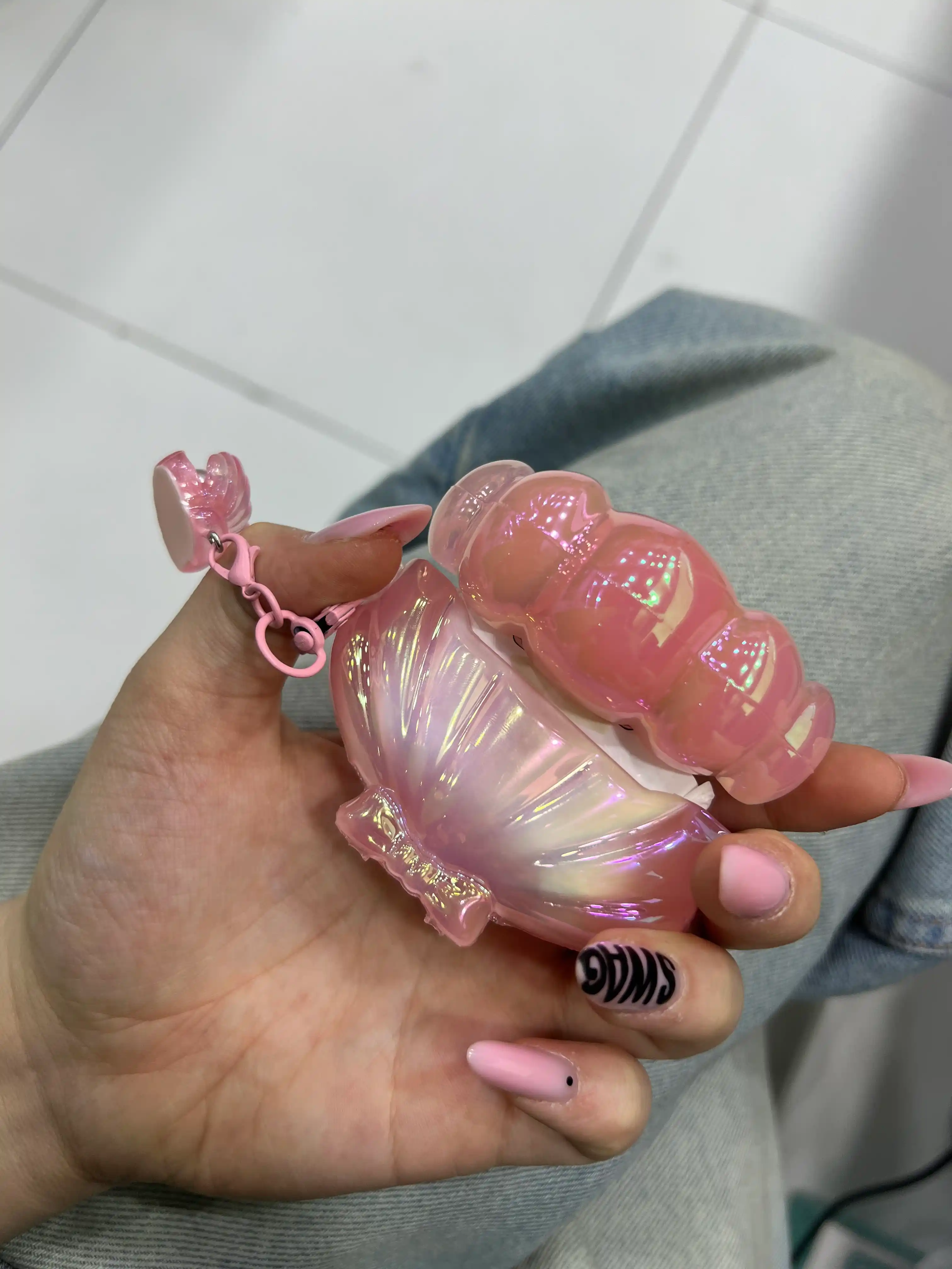 Чехол для наушников AirPods Pro ракушка с блёстками и брелком, необыкновенный дизайн