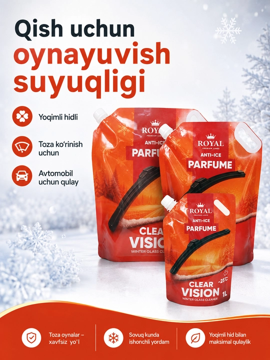 Незамерзайка стеклоомыватель зимний Royal Clear Vision Parfume -25°C, незамерзайка, 3 л - 