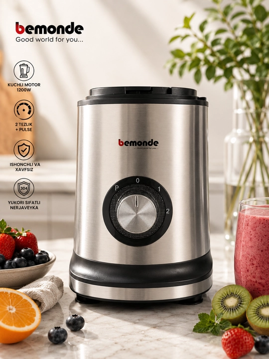 Bemonde BM-BL1051 - Statsionar blender, 2,2 litr, 1000 Vt, 6 ta po‘lat pichoq