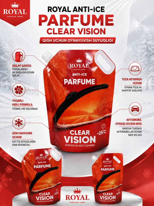 Незамерзайка стеклоомыватель зимний Royal Clear Vision Parfume -25°C, незамерзайка, 3 л