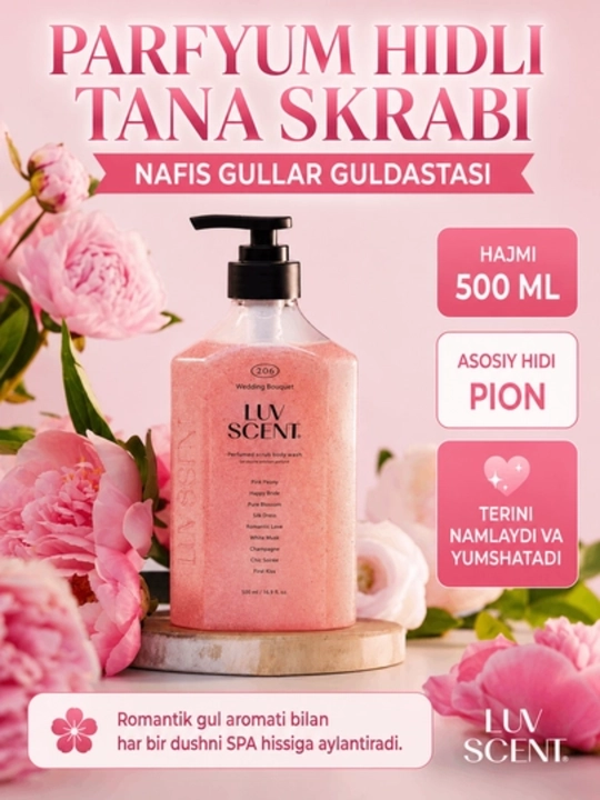 LUV SCENT Scrub Body Wash — tana uchun 2 tasi 1 da gel-skrab, 500 ml - 