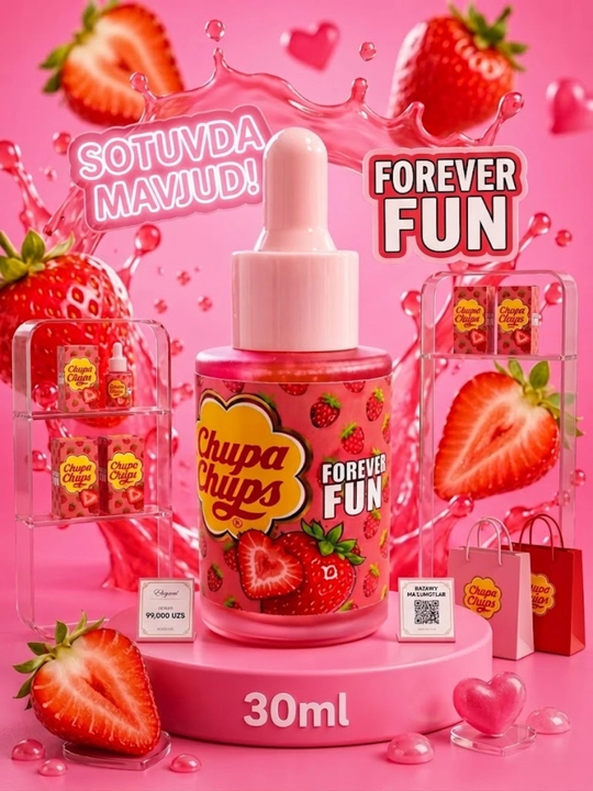 Chupa Chups "Forever Fun" Intim Suyuqligi (30 ml) – Ehtiros Va Yorqin Tuyg‘ular Sirlari - 