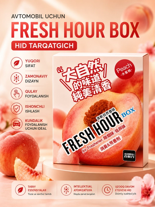 Fresh hour box освежитель воздуха с ароматом персика для автомобиля, дома и офиса - 