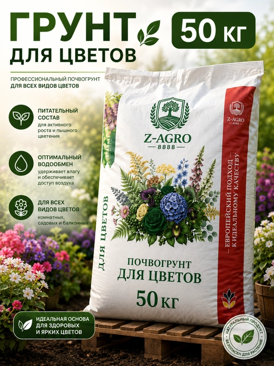 Почвогрунт для цветов Z-AGRO — готовый грунт для здорового роста растений