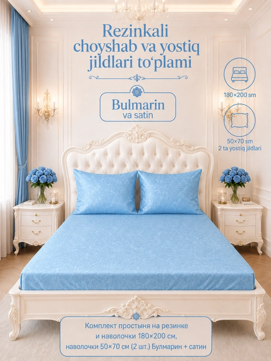 Постельное белье двуспальное Bulmarin, хлопок, белое постельное белье
